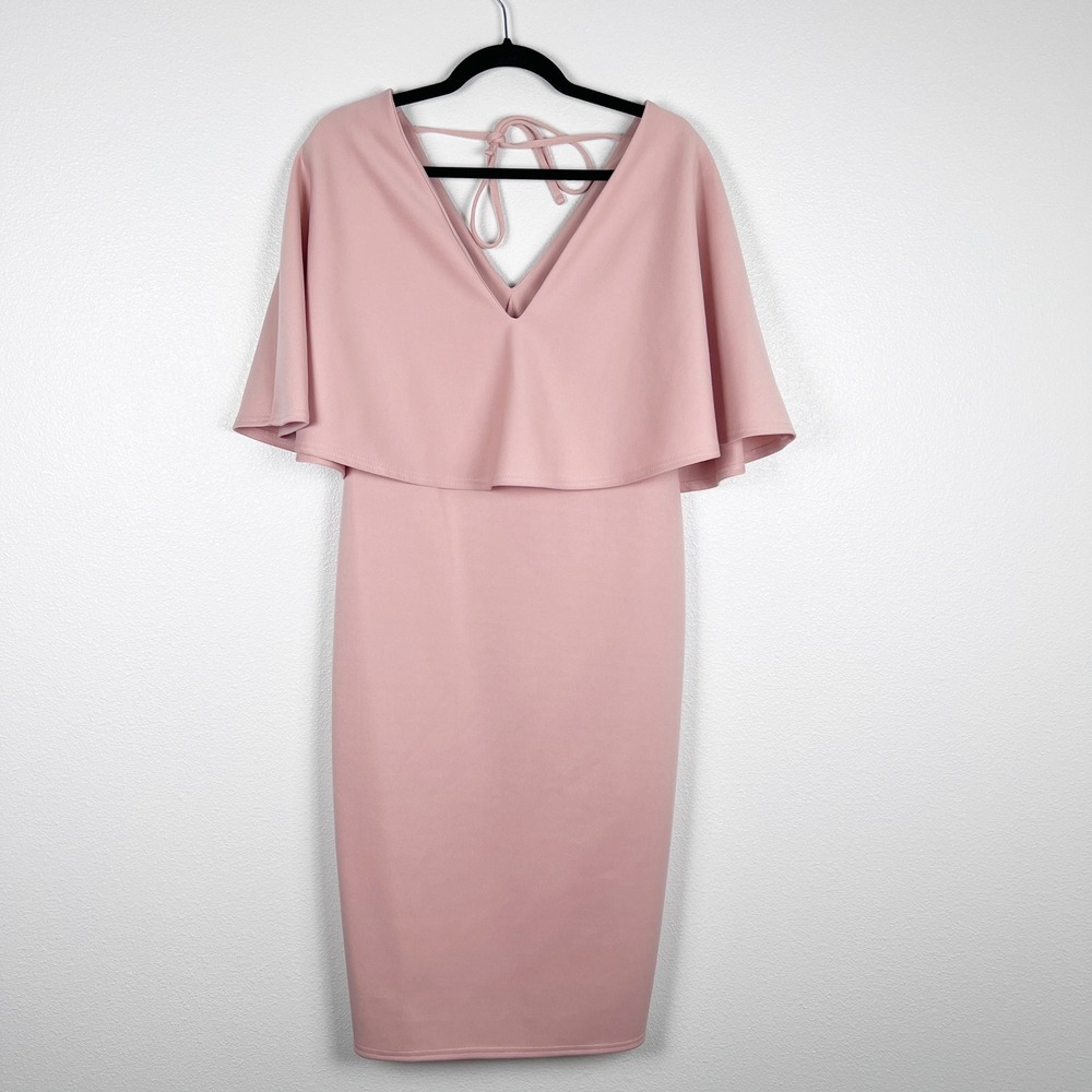 ASOS Women's Midi Dress Cape Overlay Pink Sz 6 NWT
